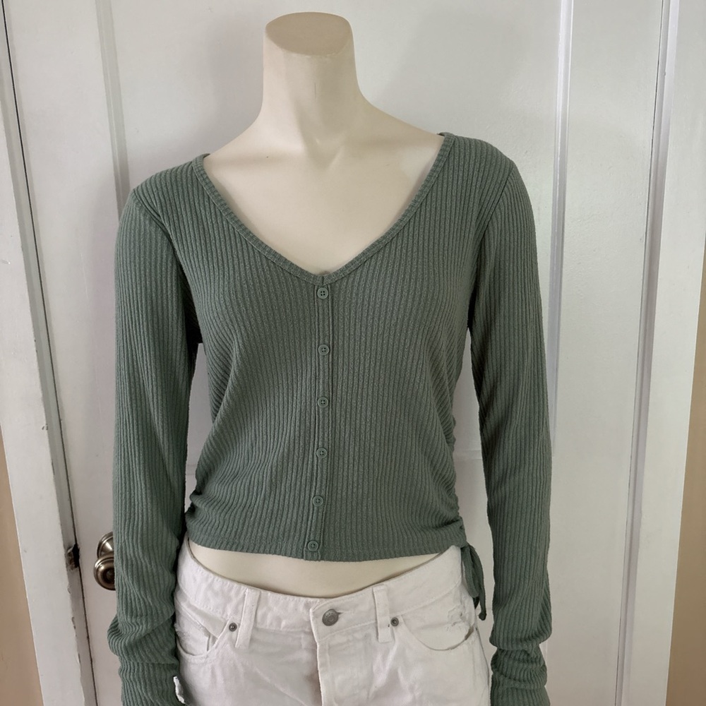 Hollister Green Ribbed Crop Top